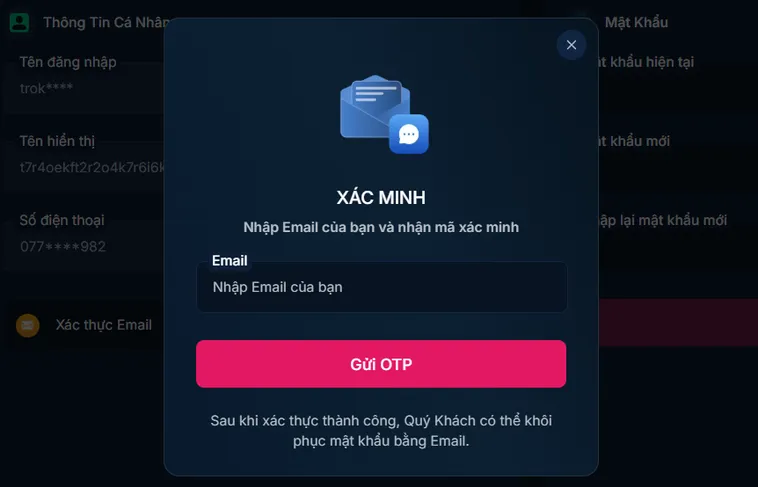 Bảo mật tài khoản đa tầng đa kênh an toàn cho người chơi.