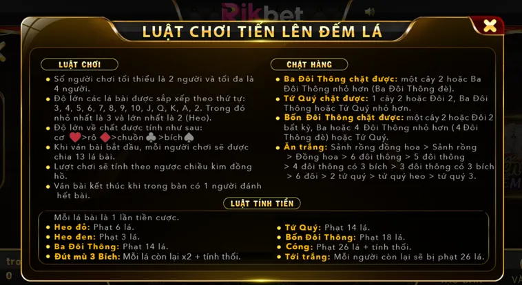 Trải Nghiệm Đỉnh Cao Tiến Lên Đếm Lá Tại RikBet Cho Mọi Cược Thủ Đẳng Cấp