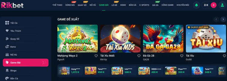 Game Bài RikBet Sân Chơi Cá Cược Trực Tuyến Đẳng Cấp Nhất Hiện Nay