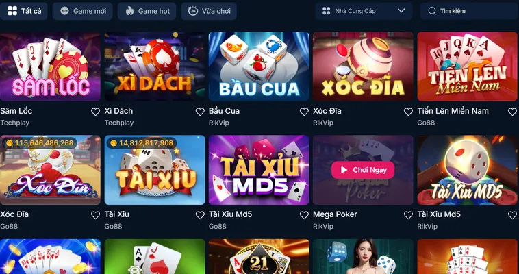 Game Bài tại RikBet cung cấp đa dạng các loại trò chơi