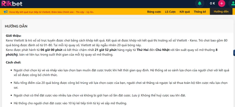 Keno Vietlottt Tại RikBet Chinh Phục Con Số Nhận Thưởng Lớn